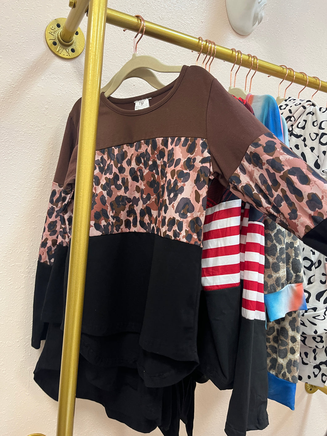 Color Block Leopard Long Sleeve