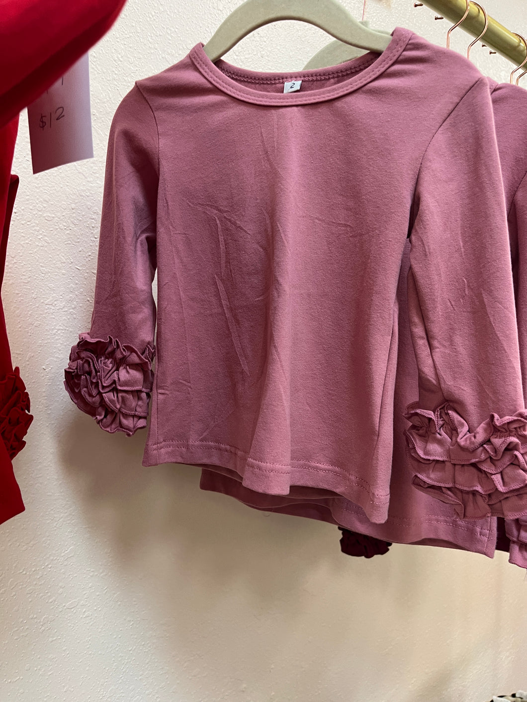 Mauve Ruffle Sleeve Shirt