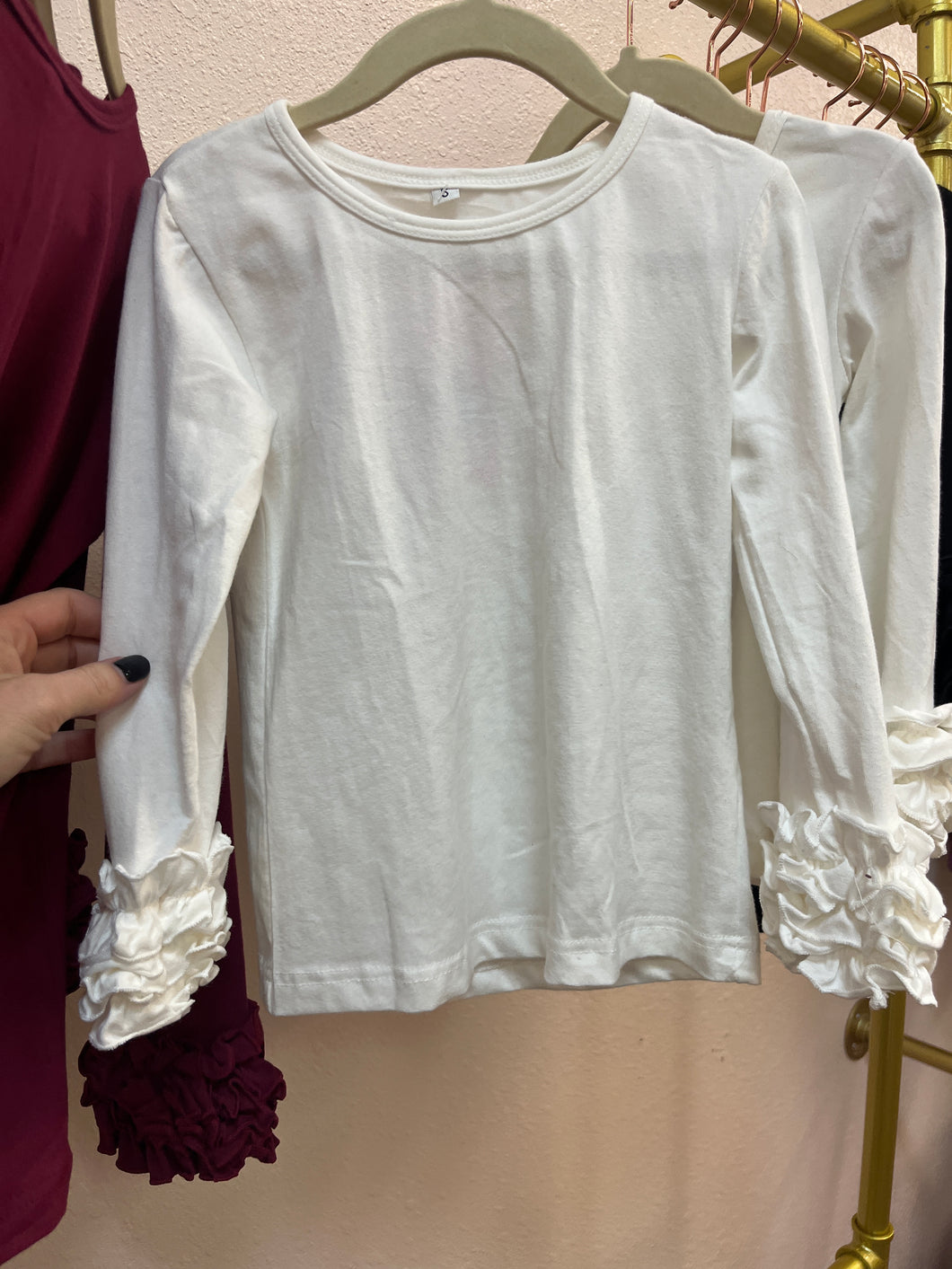 White Ruffle Sleeve Shirt