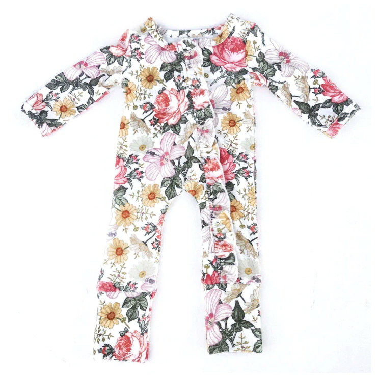 Wildflower Ruffle - Ivy - Cloud Soft Baby Zippy Romper